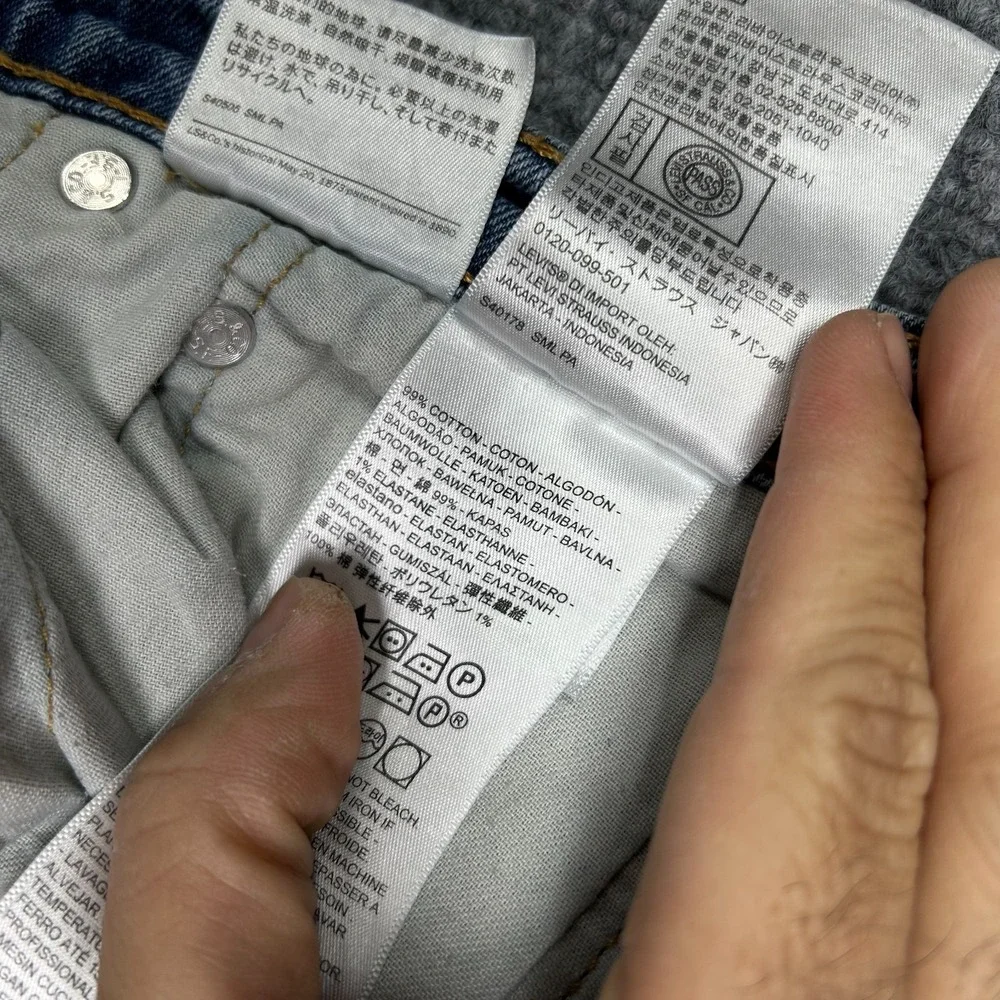 Levi's 513 Slim Jeans Mens 39X33 Blue Denim Zip Fly Straight Leg Classic - Flaws